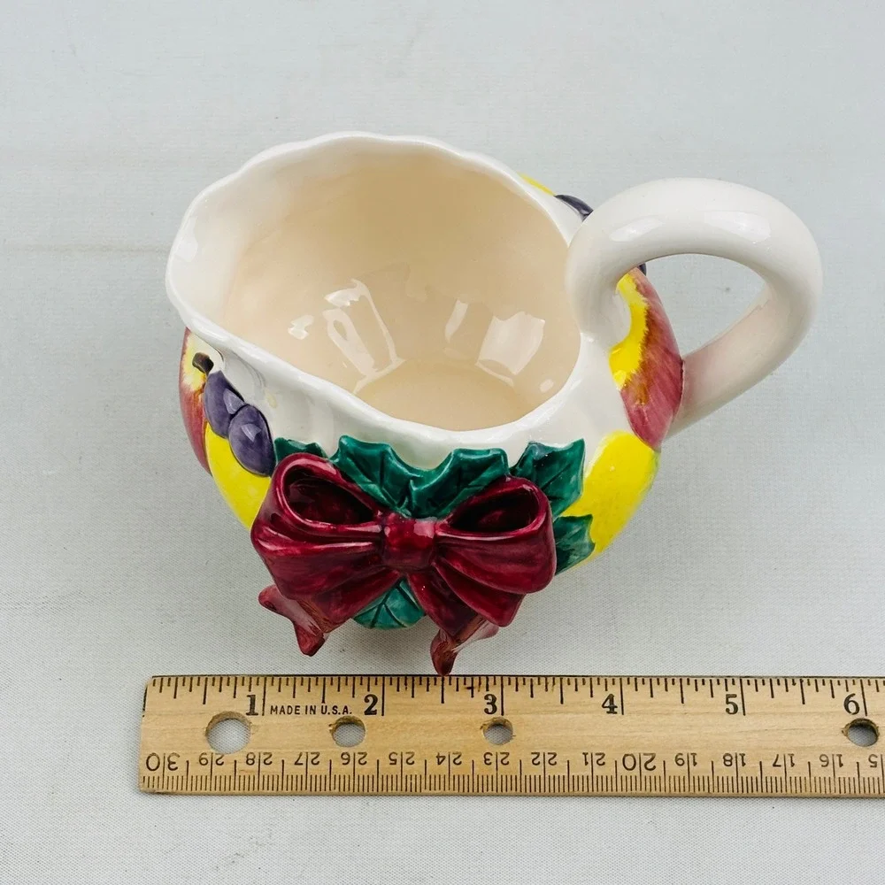 Fitz and Floyd Della Robbia Fruit Bows Creamer Small Serving Pitcher Vintage‎